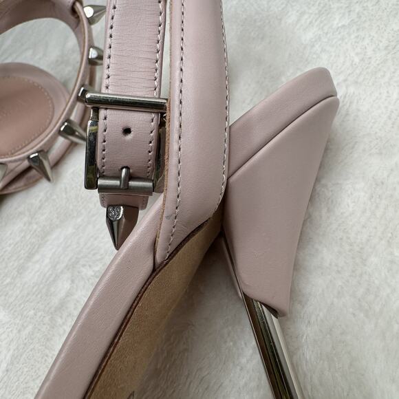 Alexander McQueen Punk Stud Leather High Heel Sandals Blush Pink Silver 36.5 - Picture 9 of 12